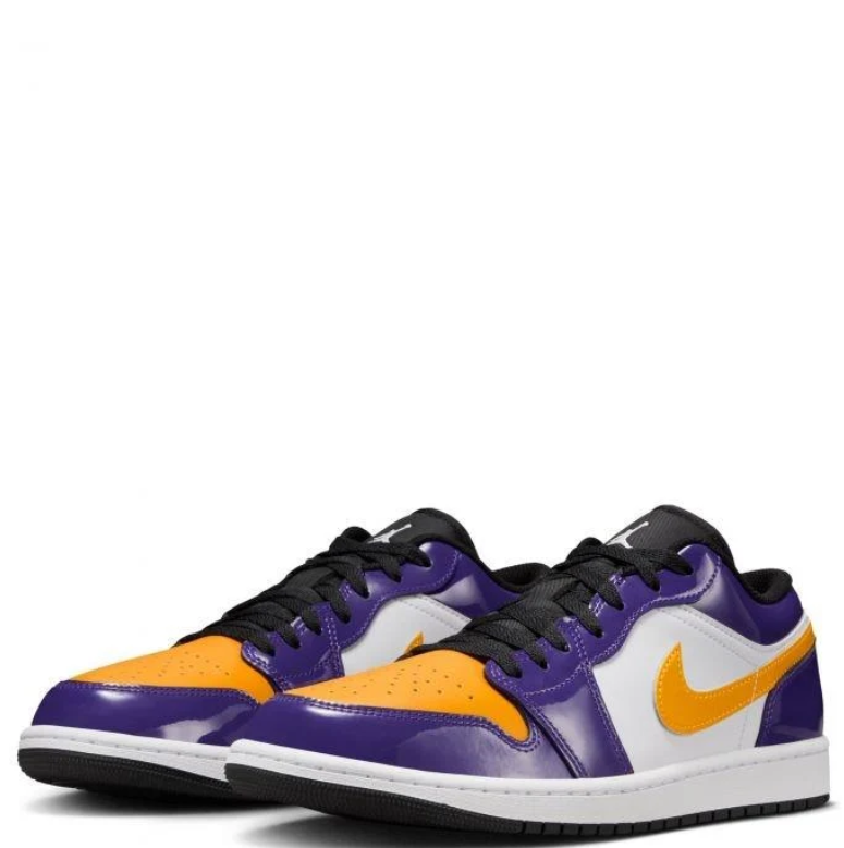 Air Jordan Low-Top Sneakers in Purple, Gold & White