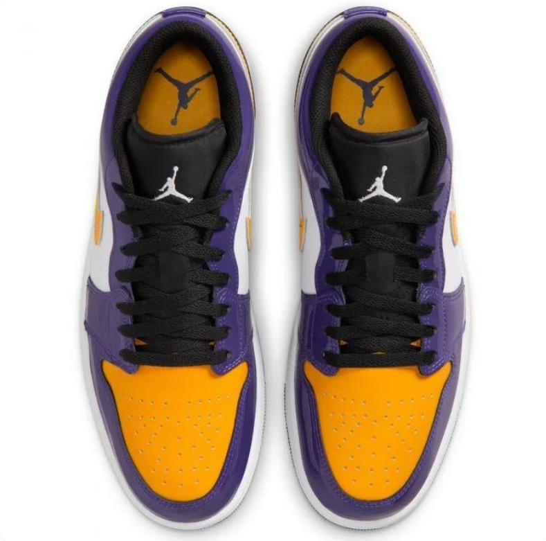 Air Jordan Low-Top Sneakers in Purple, Gold & White