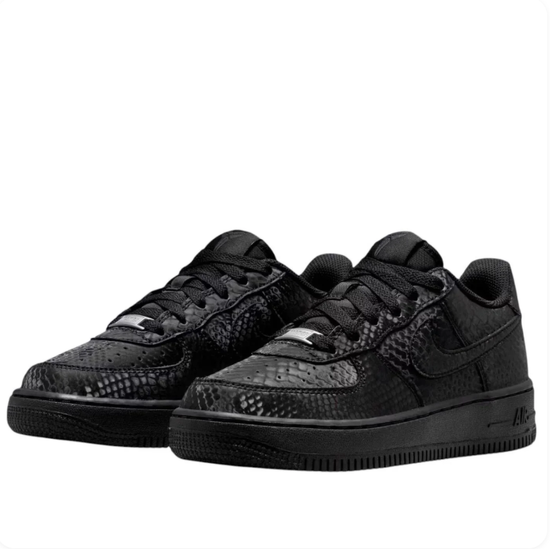 Nike Black Snakeskin-Pattern Low-Top Sneakers with 8 & 24 Heel Details