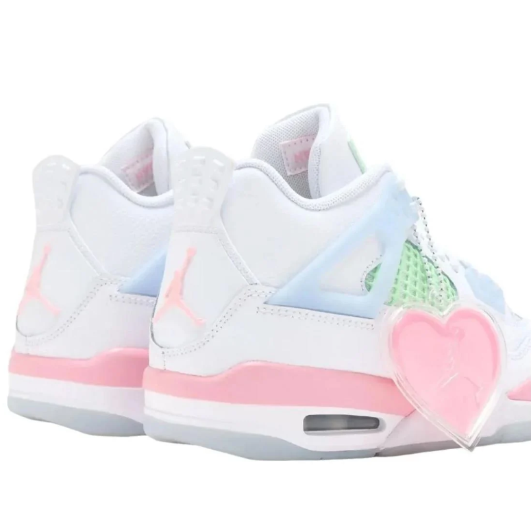 Air Jordan Sneakers in White with Mint Green, Pink & Pale Blue Accents