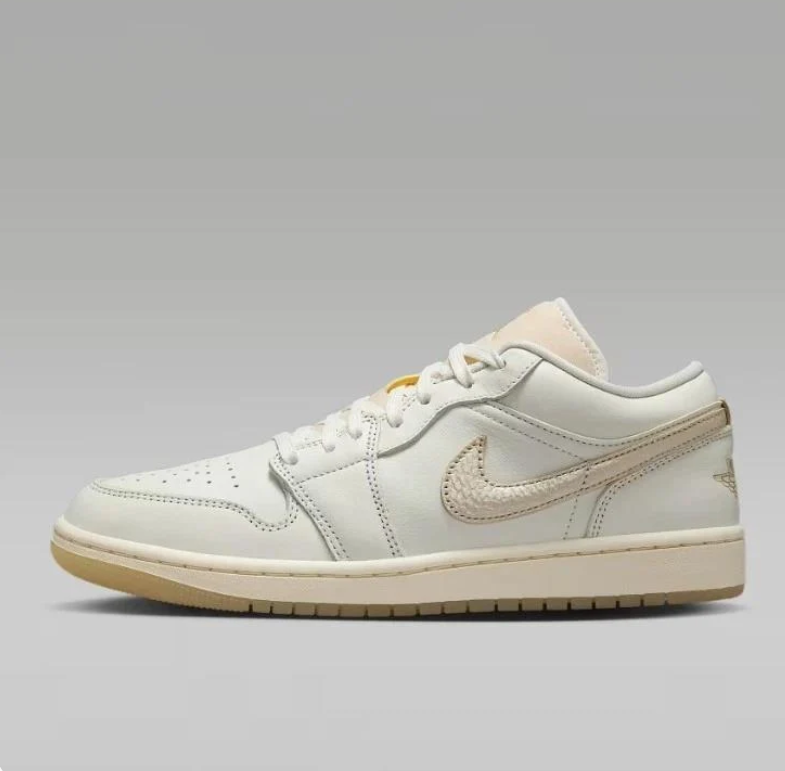 Air Jordan Low-Top Sneakers in Off-White & Beige with Gum-Colored Sole