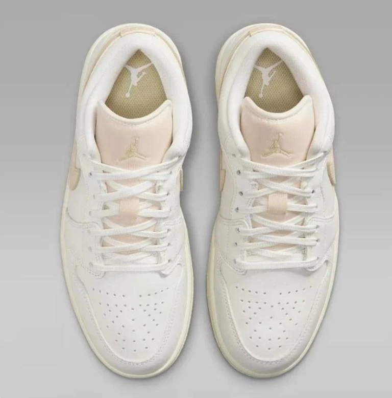 Air Jordan Low-Top Sneakers in Off-White & Beige with Gum-Colored Sole