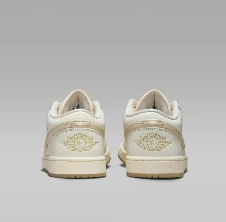 Air Jordan Low-Top Sneakers in Off-White & Beige with Gum-Colored Sole
