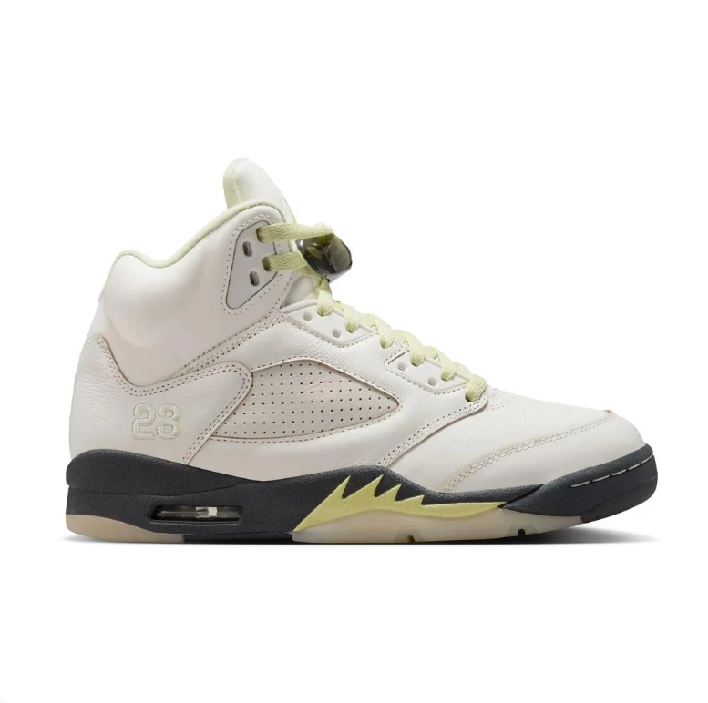 Air Jordan High-Top Sneakers in Off-White with Pale Yellow Accents