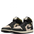 Air Jordan Mid-Top Sneakers in Black & Beige with Olive Accents