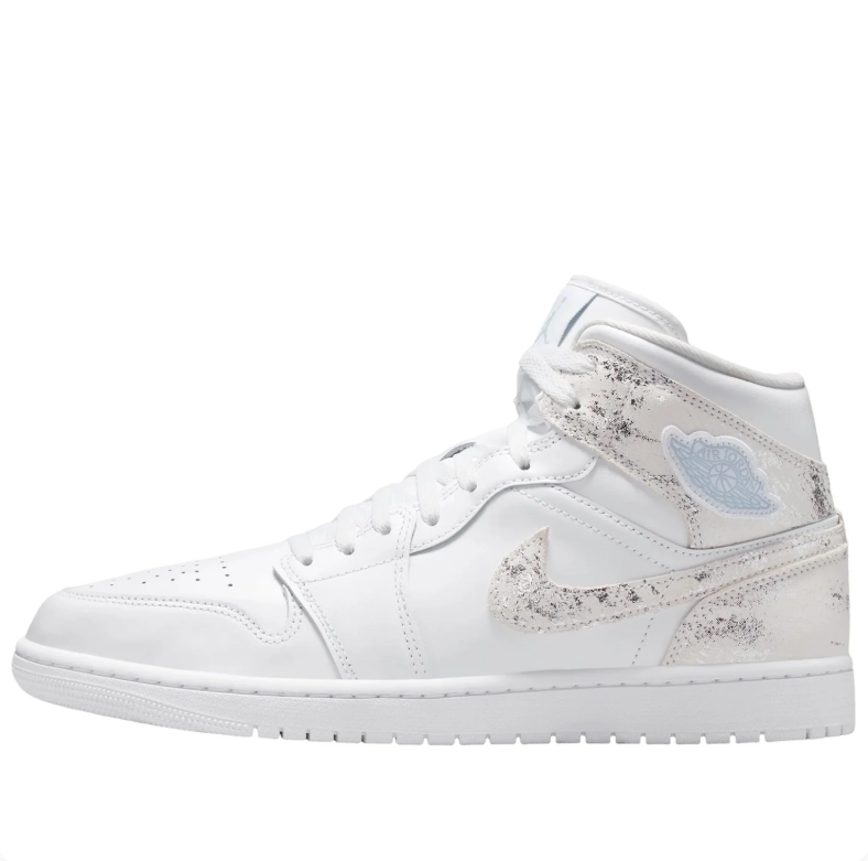 Air Jordan White Mid-Top Sneakers with Silver-Tone Accents