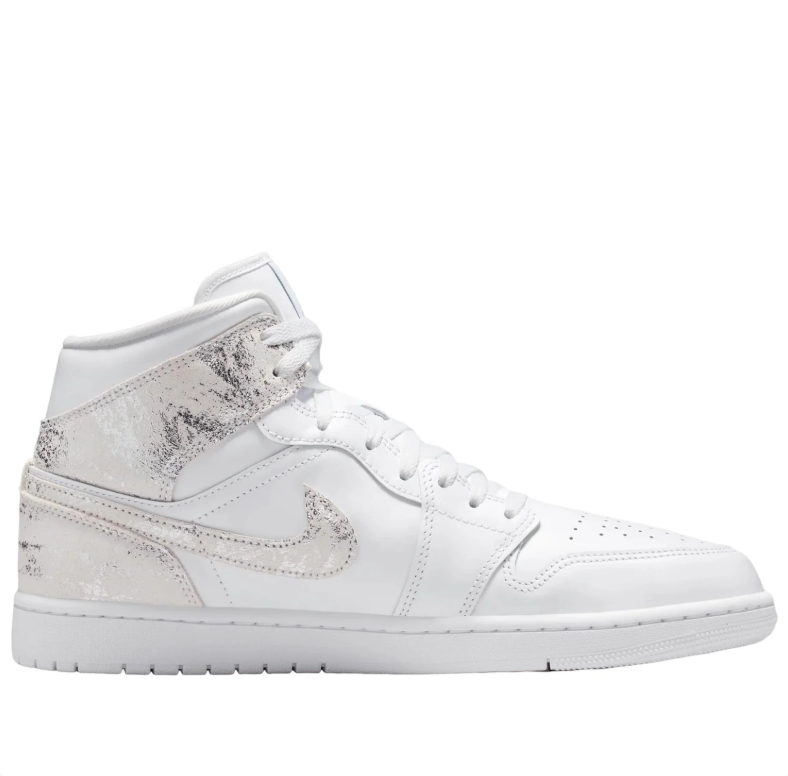Air Jordan White Mid-Top Sneakers with Silver-Tone Accents