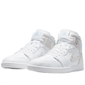 Air Jordan White Mid-Top Sneakers with Silver-Tone Accents
