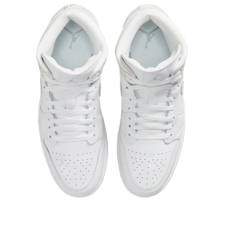 Air Jordan White Mid-Top Sneakers with Silver-Tone Accents