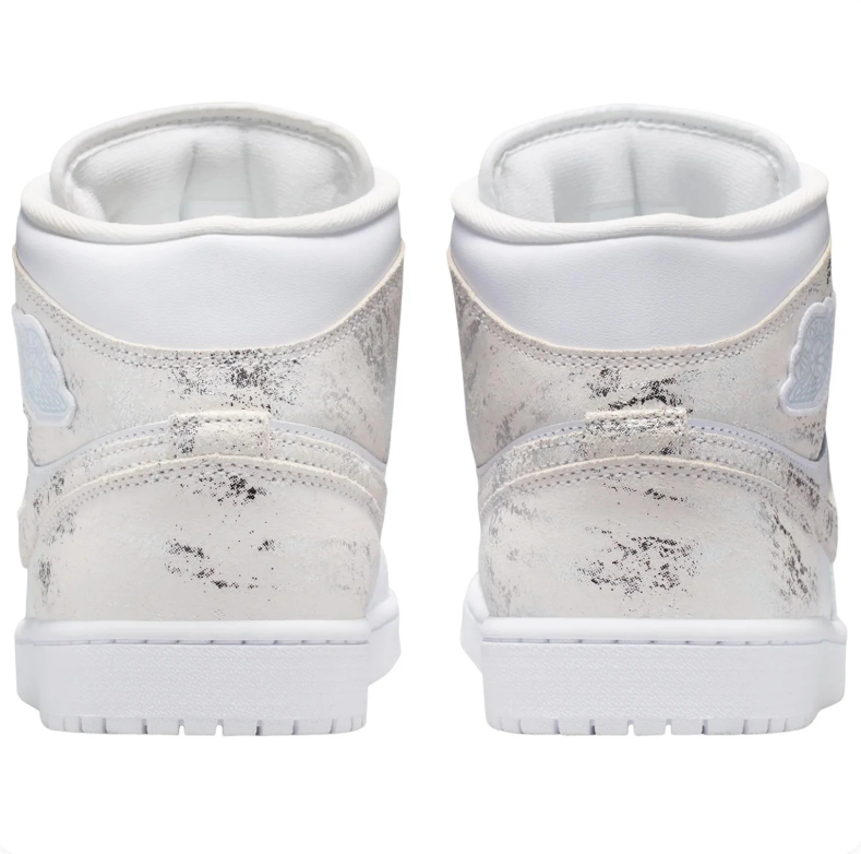 Air Jordan White Mid-Top Sneakers with Silver-Tone Accents