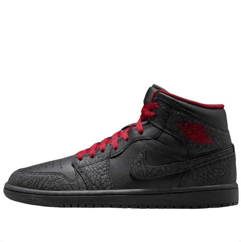 Air Jordan Mid-Top Sneakers in Black & Charcoal with Red Accents