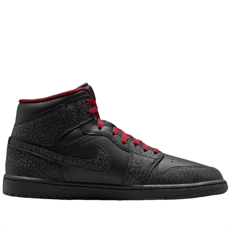 Air Jordan Mid-Top Sneakers in Black & Charcoal with Red Accents