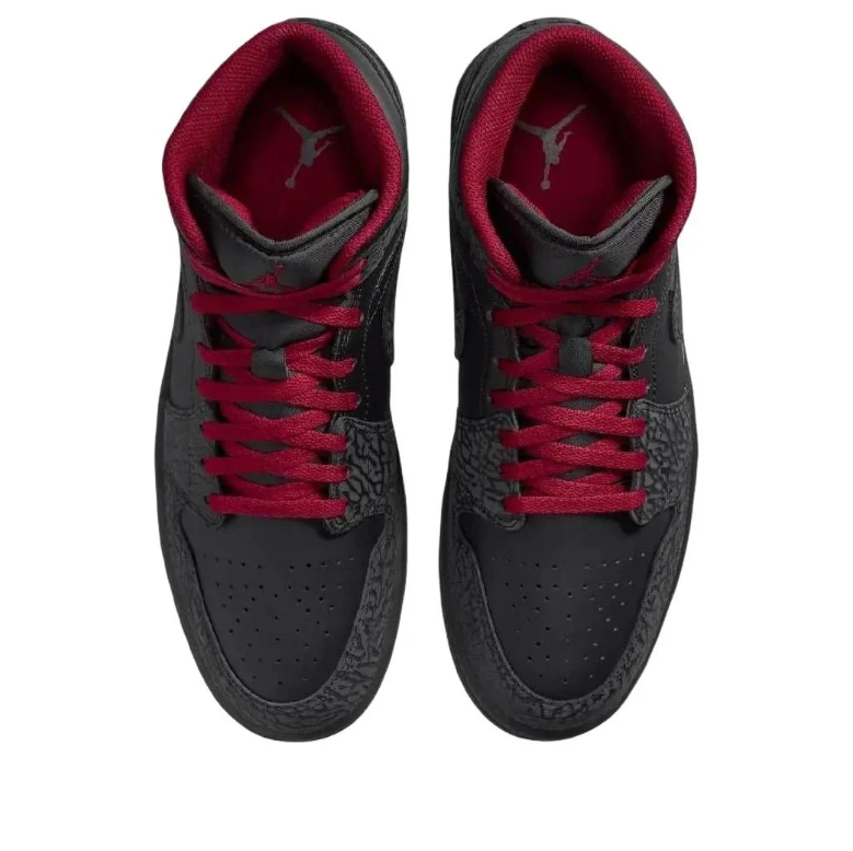 Air Jordan Mid-Top Sneakers in Black & Charcoal with Red Accents