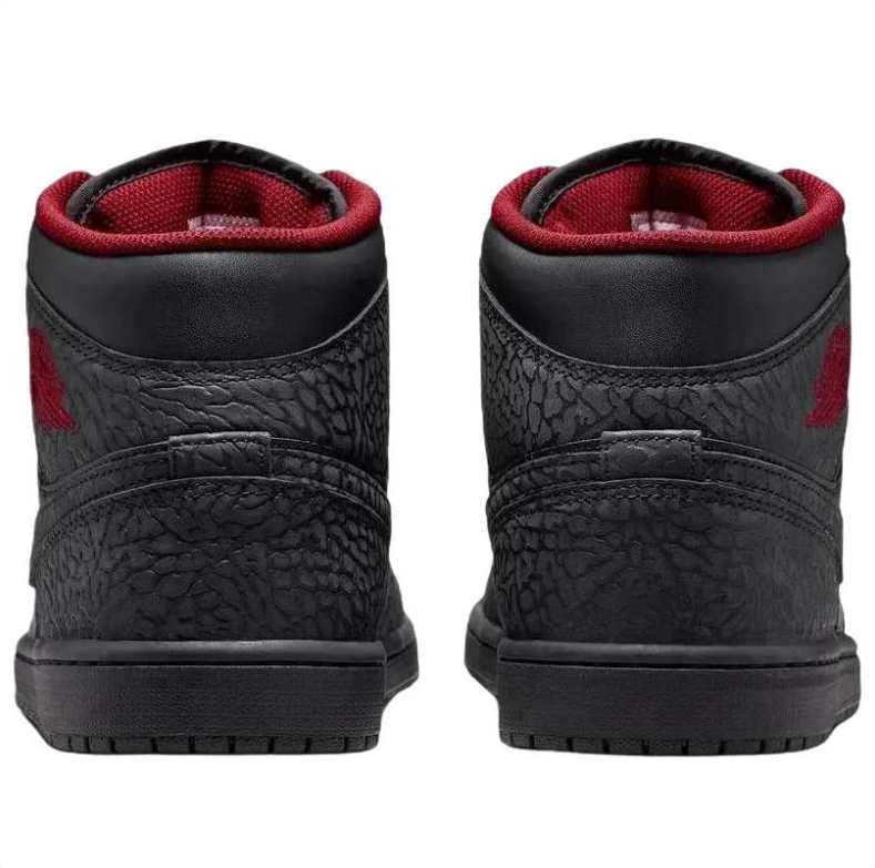 Air Jordan Mid-Top Sneakers in Black & Charcoal with Red Accents