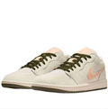 Air Jordan Low-Top Sneakers in Off-White & Peach with Olive Accents