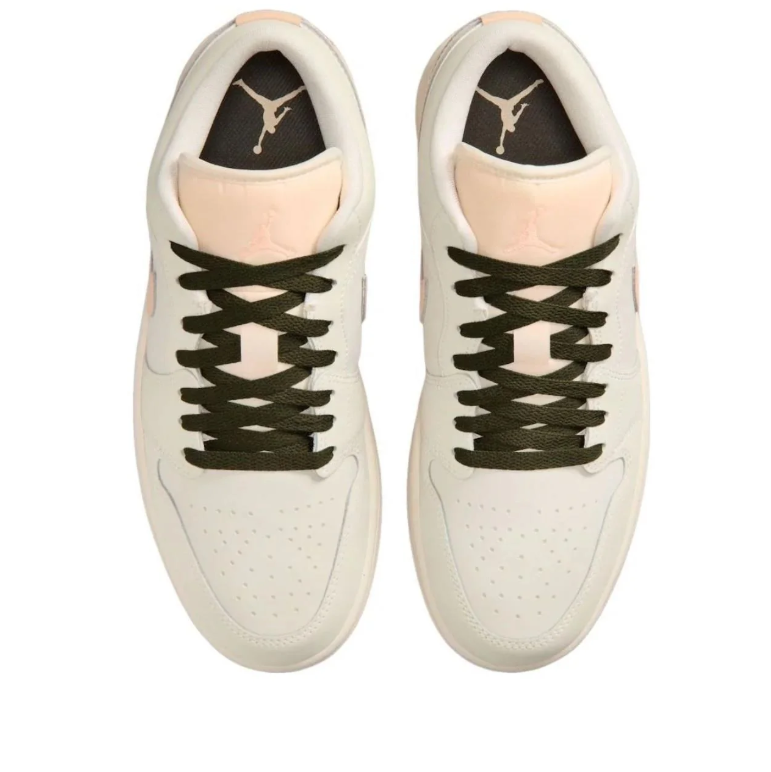 Air Jordan Low-Top Sneakers in Off-White & Peach with Olive Accents