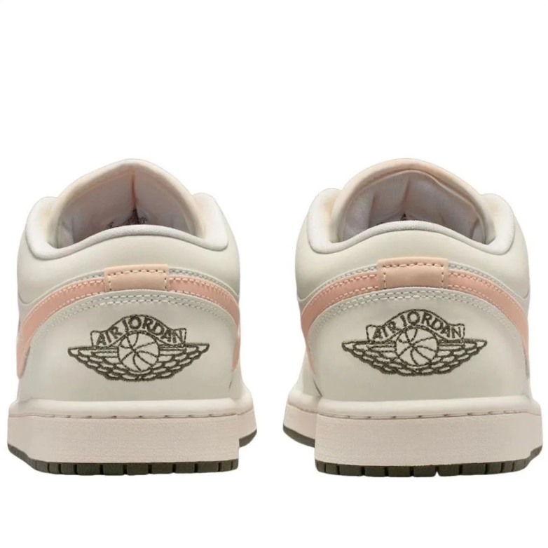 Air Jordan Low-Top Sneakers in Off-White & Peach with Olive Accents