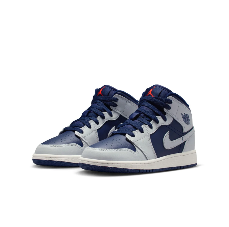 Air Jordan Mid-Top Sneakers in Navy Blue & Light Gray