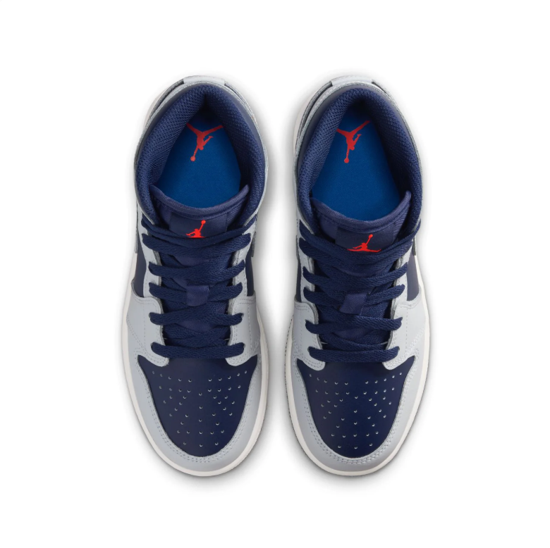 Air Jordan Mid-Top Sneakers in Navy Blue & Light Gray