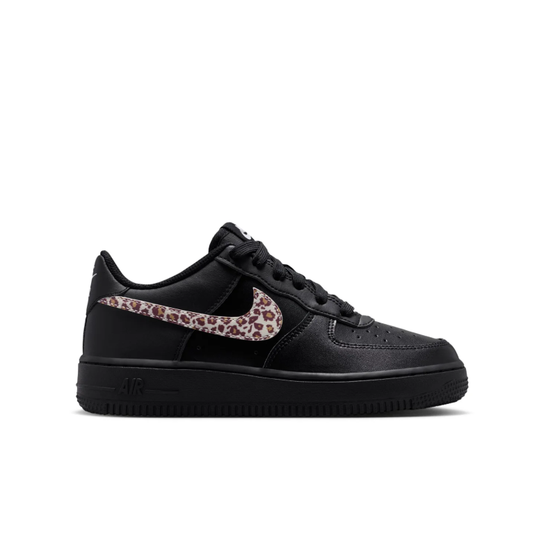 Nike Black Low-Top Sneakers with Leopard-Print Swoosh