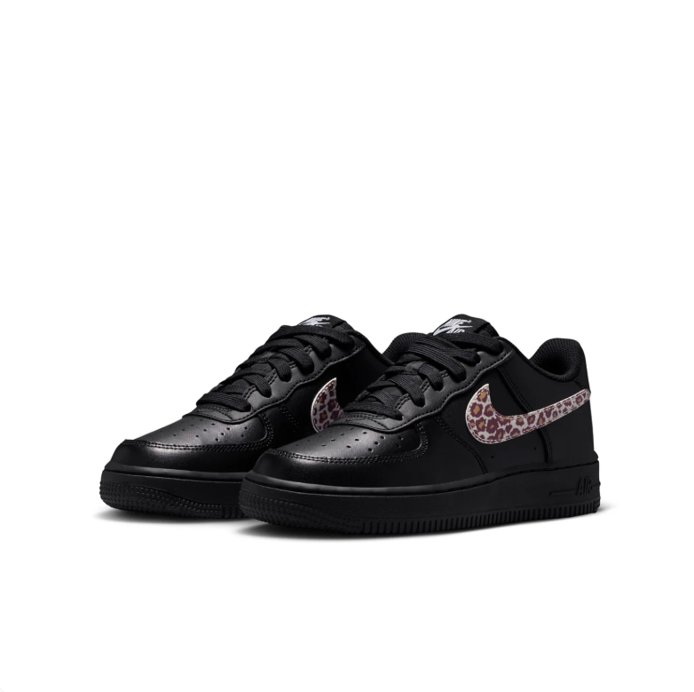 Nike Black Low-Top Sneakers with Leopard-Print Swoosh