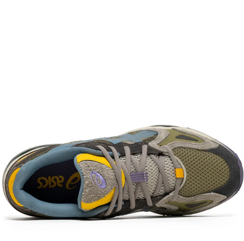 ASICS Low-Top Sneakers in Olive Green & Blue with Yellow Accents