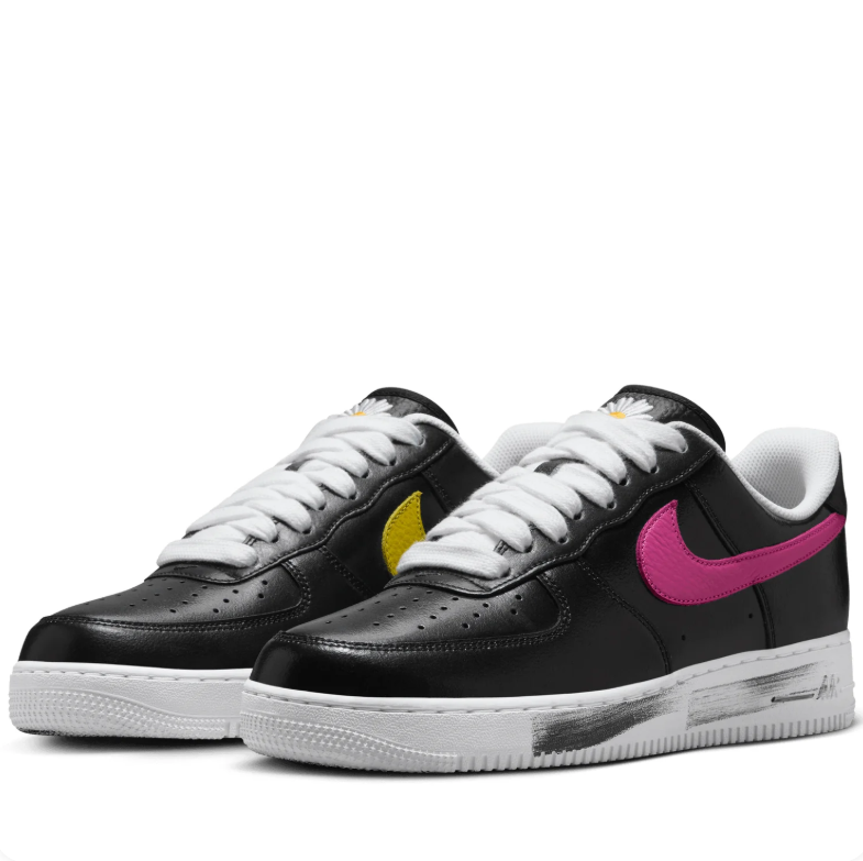 Nike Low-Top Sneakers – Black with Multicolor Swooshes & Daisy Details
